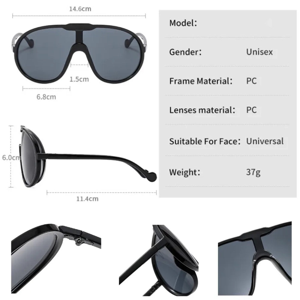 Vintage Oversized Big Frame Luxury Cycling Women Men UV400 Sunglasses tiktok shop