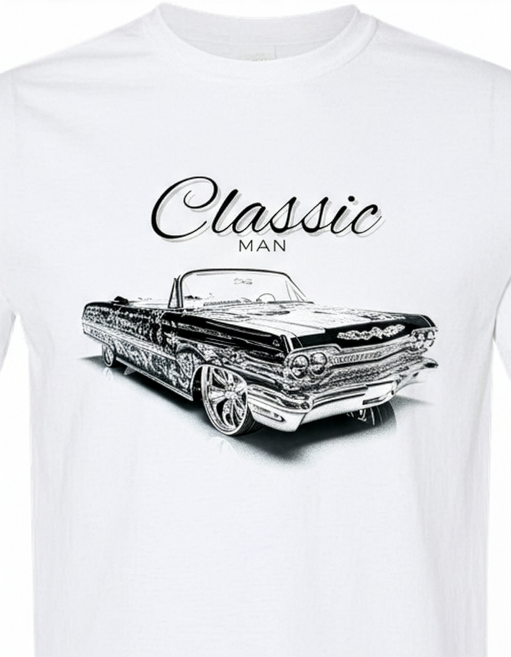 Classic Man White T Shirt Menswear Streetwear Round Neck Short sleeve