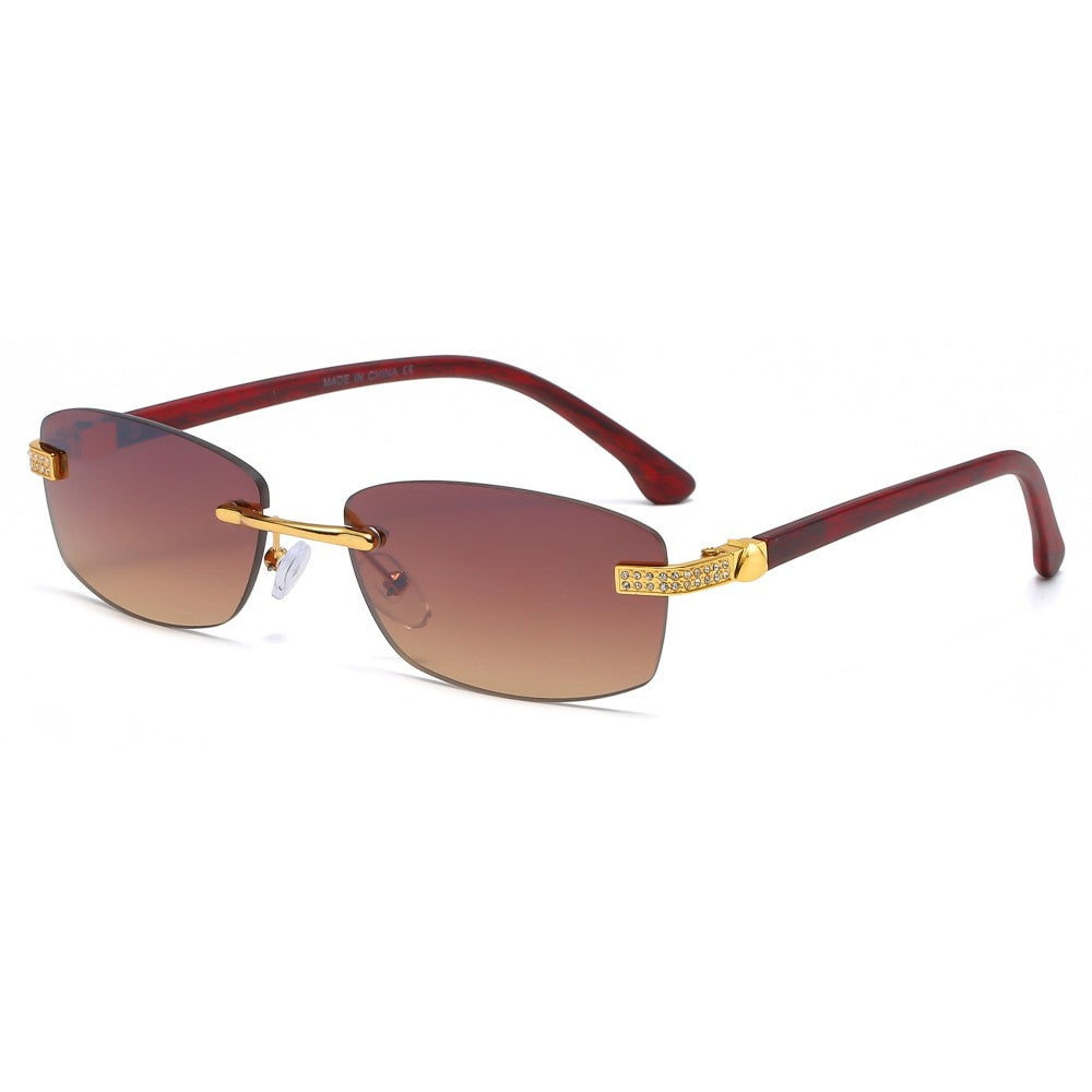 Ultra Slim Gradient Tent Lens With Stones Frames Sunglasses savage sunglass fashion accessory vintage oval