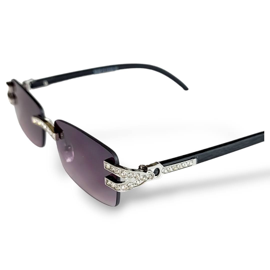 Stylish Oval Metal Frame Sunglasses with Stones UV400