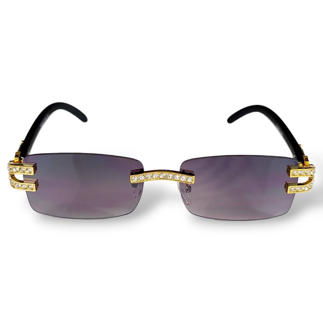 Stylish Oval Metal Frame Sunglasses with Stones UV400
