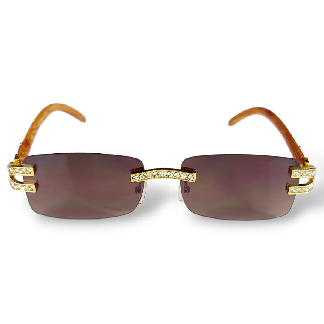 Stylish Oval Metal Frame Sunglasses with Stones UV400