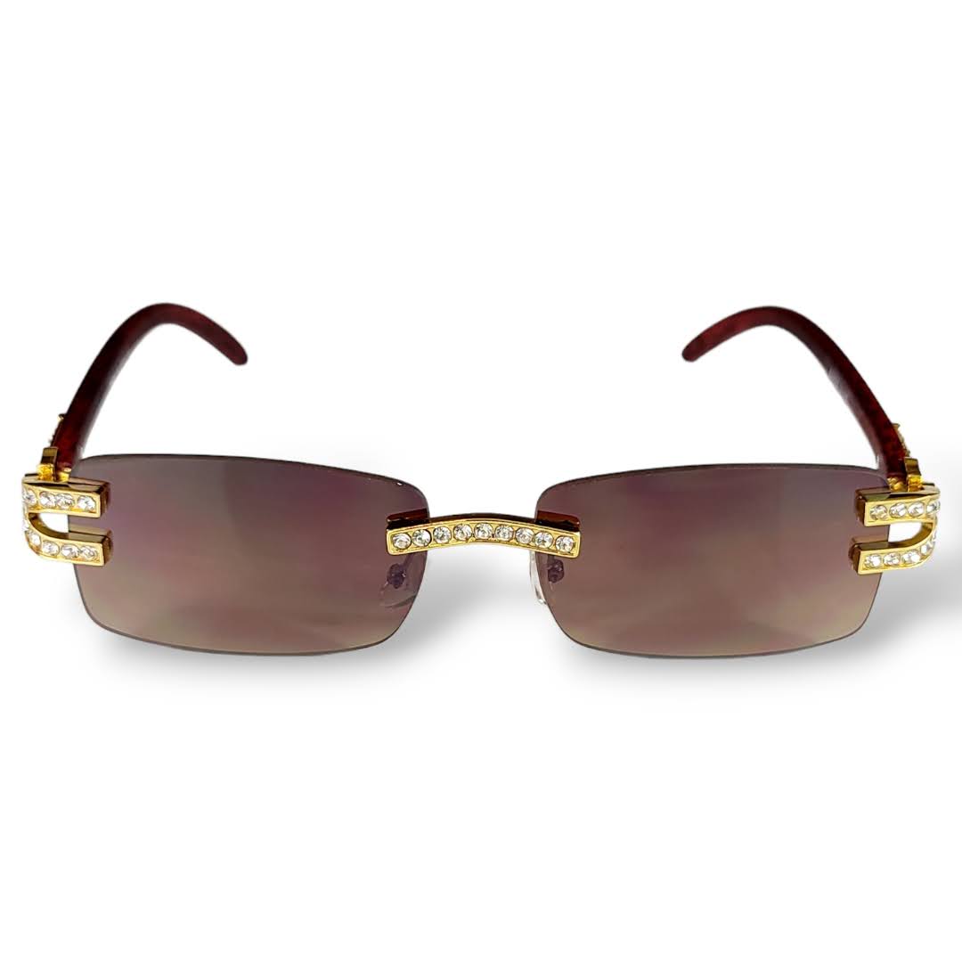 Stylish Oval Metal Frame Sunglasses with Stones UV400