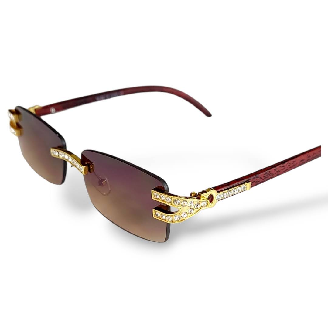 Stylish Oval Metal Frame Sunglasses with Stones UV400