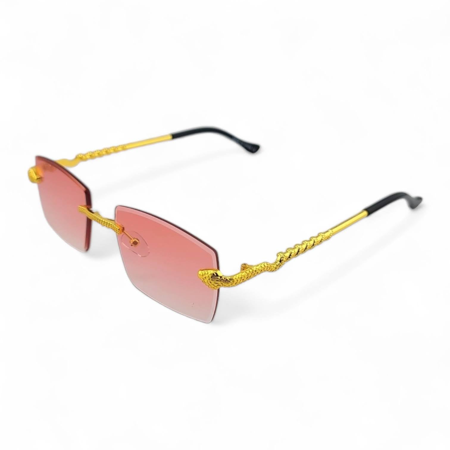Stylish Color Lens Python Metal Frame Sunglasses UV400