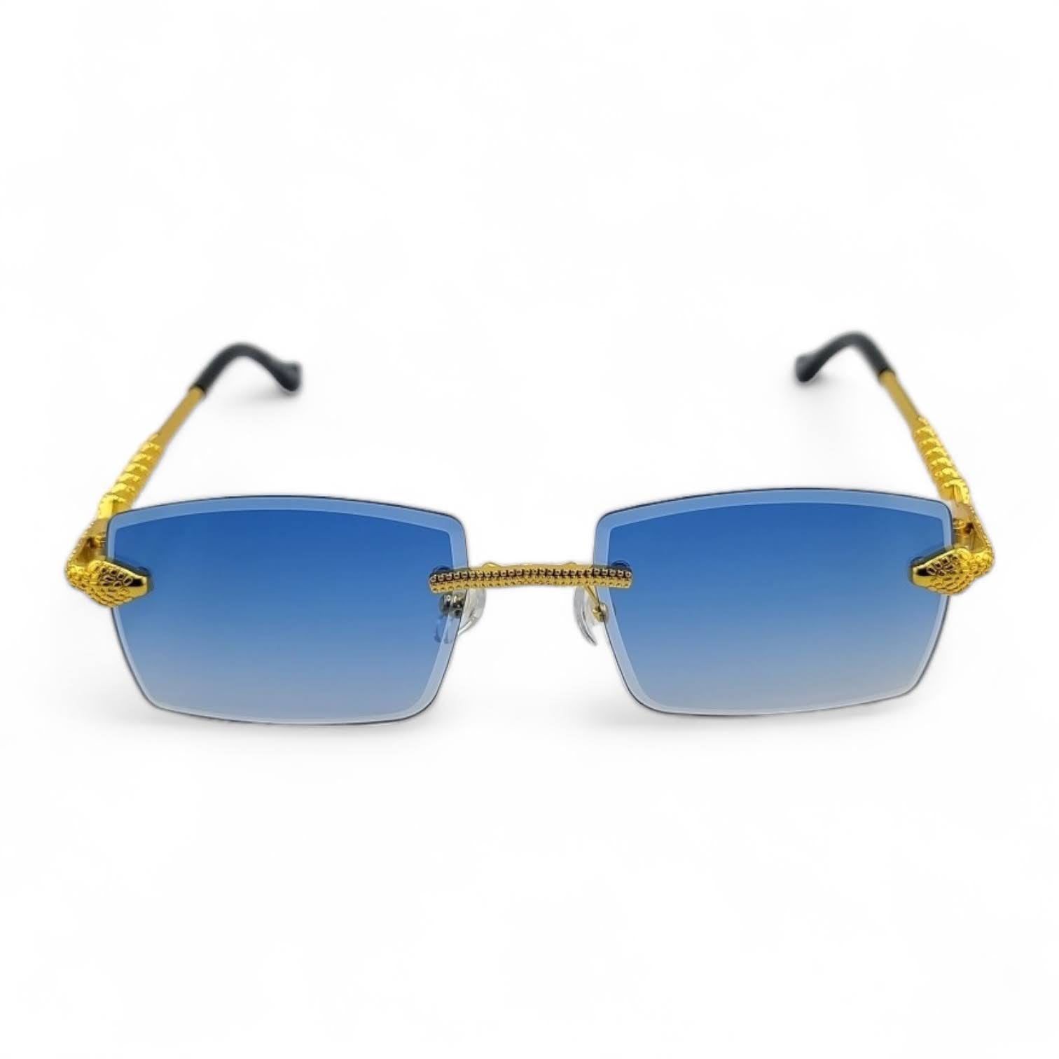 Stylish Color Lens Python Metal Frame Sunglasses UV400