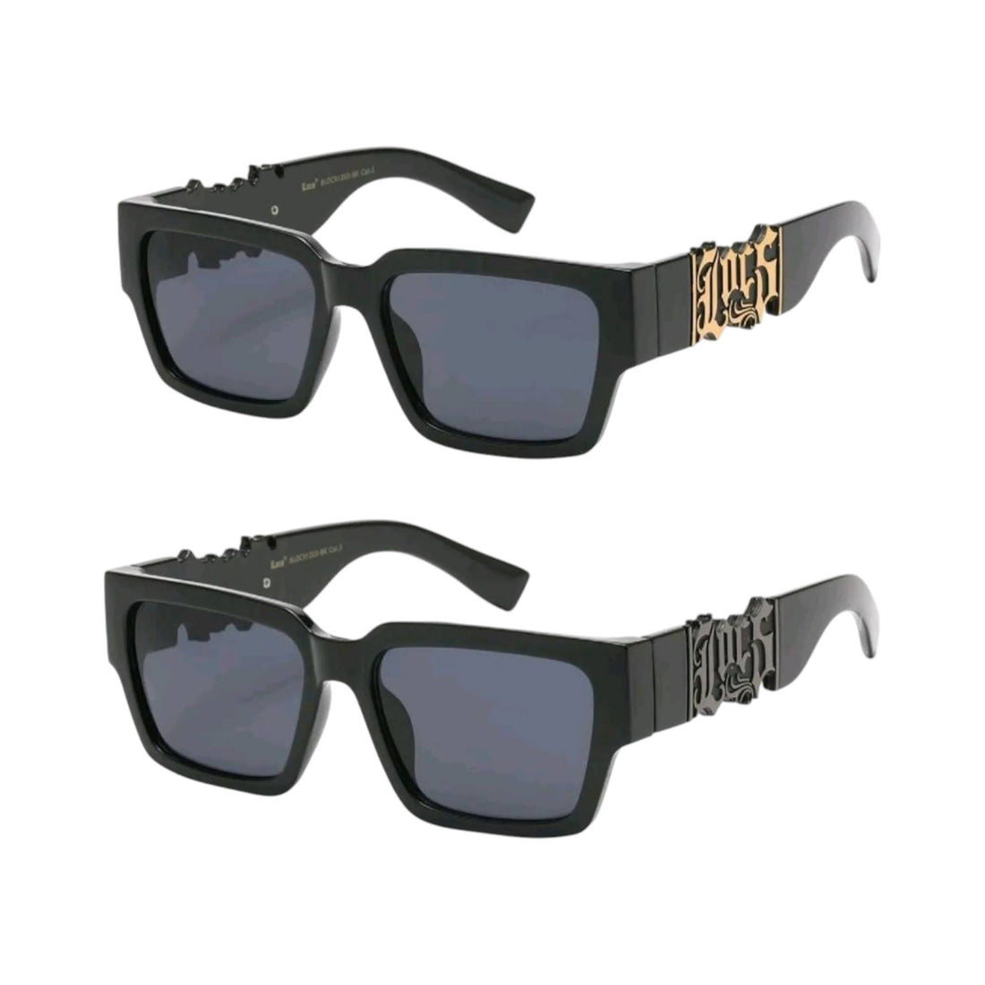 OG LOCS Big Frame Shades Black Gold with Embedded Logo Unisex Full Rim UV Protection Lens for Men & Women