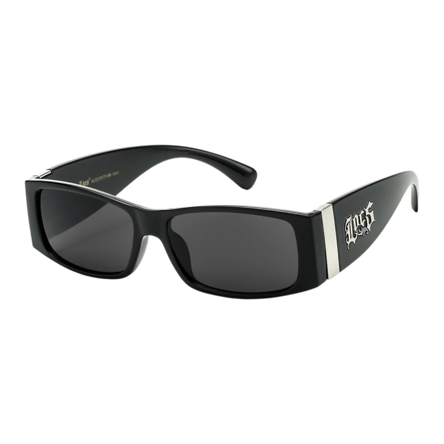 OG LOCS Oval Fit Wrap Around Style Side Logo Trendy Super Dark Sunglasses