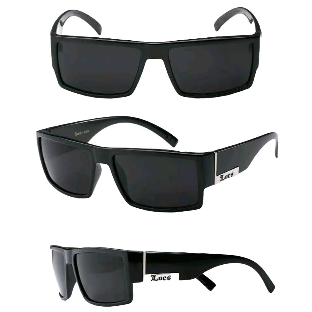 OG LOCS Slim Fit Wrap Around Style Side Logo Trendy Super Dark Sunglasses