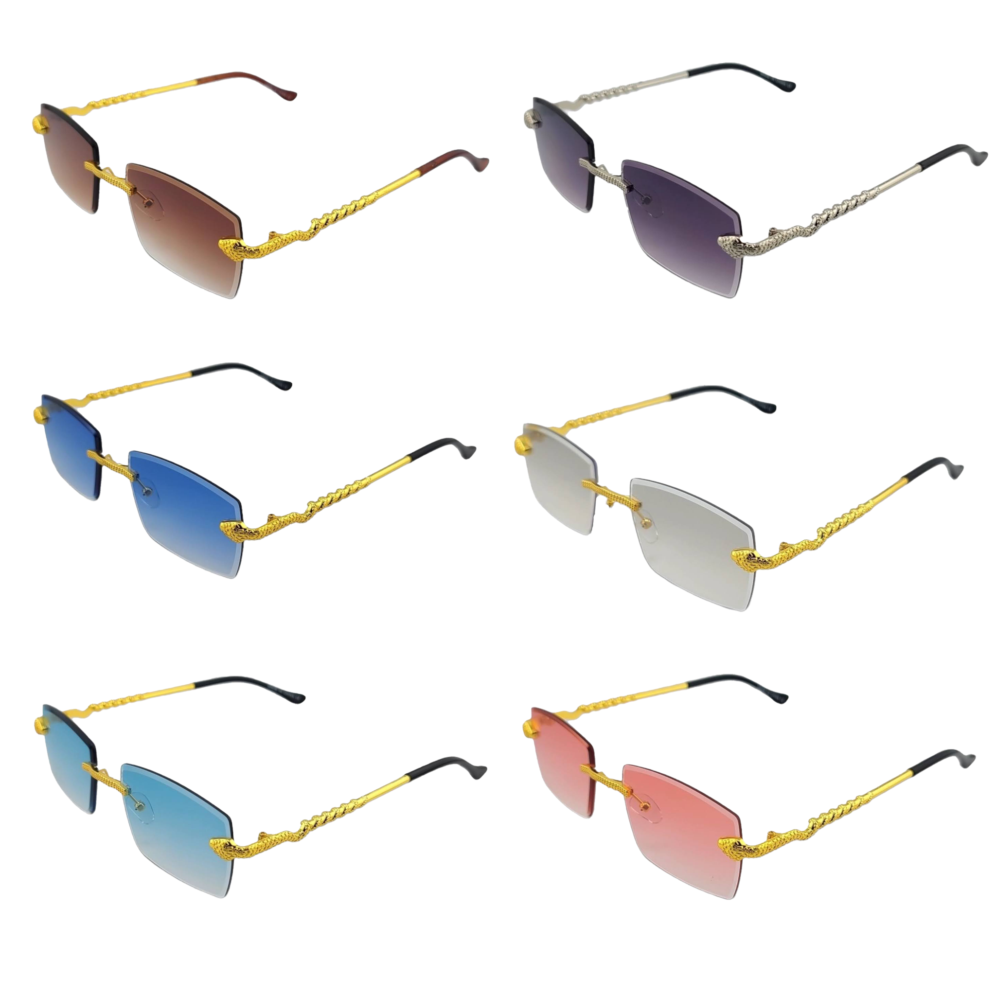 Stylish Color Lens Python Metal Frame Sunglasses UV400