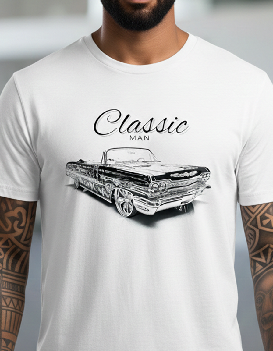 Classic Man White T Shirt Menswear Streetwear Round Neck Short sleeve