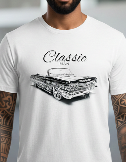 Classic Man White T Shirt Menswear Streetwear Round Neck Short sleeve