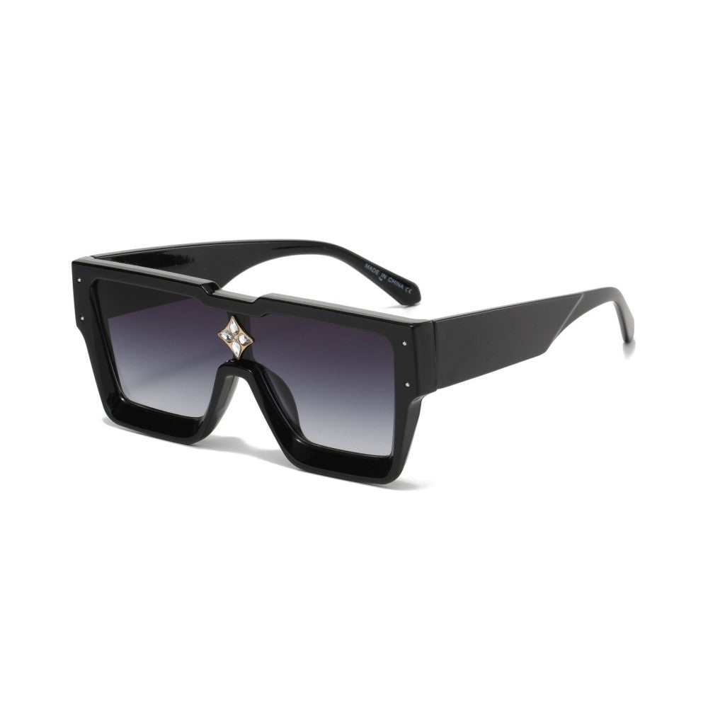 Thick Frame Square Oversized Diamond Center Sunglasses