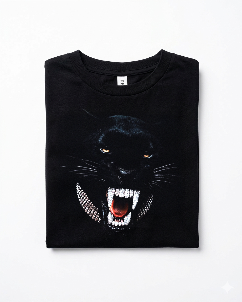 Black Panther Iced Out Teeth and Chain T Shirt