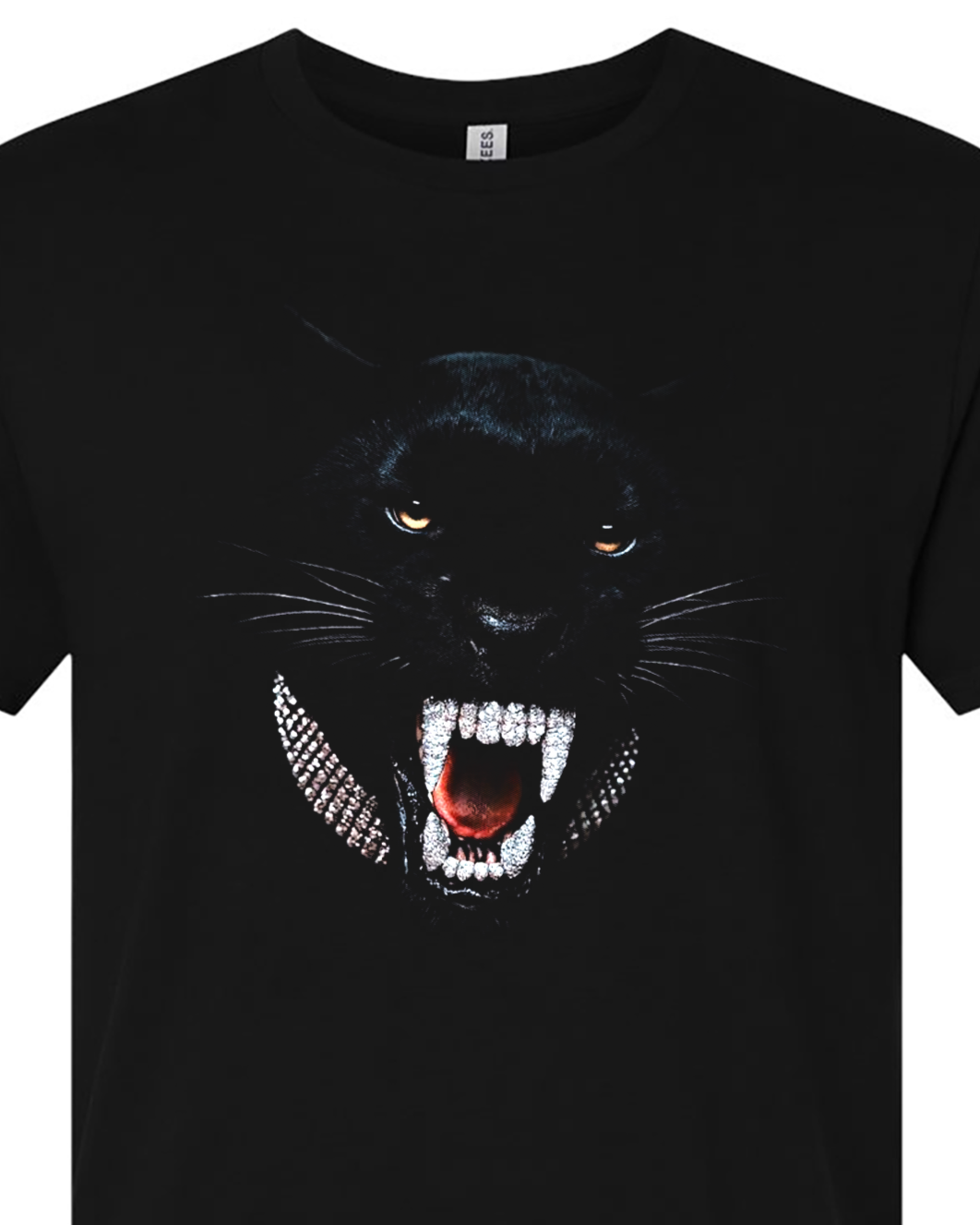 Black Panther Iced Out Teeth and Chain T Shirt