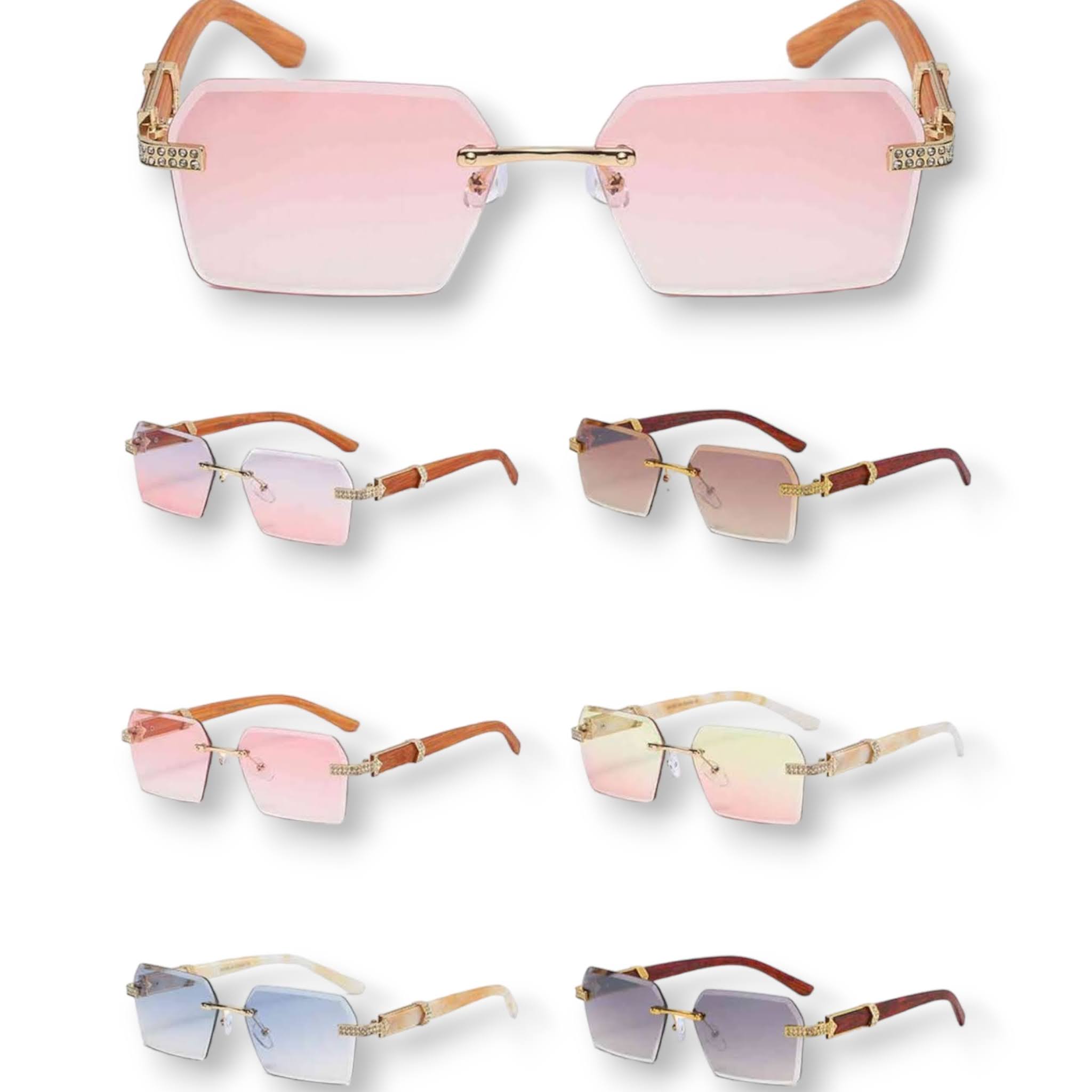 Gradient Tinted Sunglasses with Stones UV400