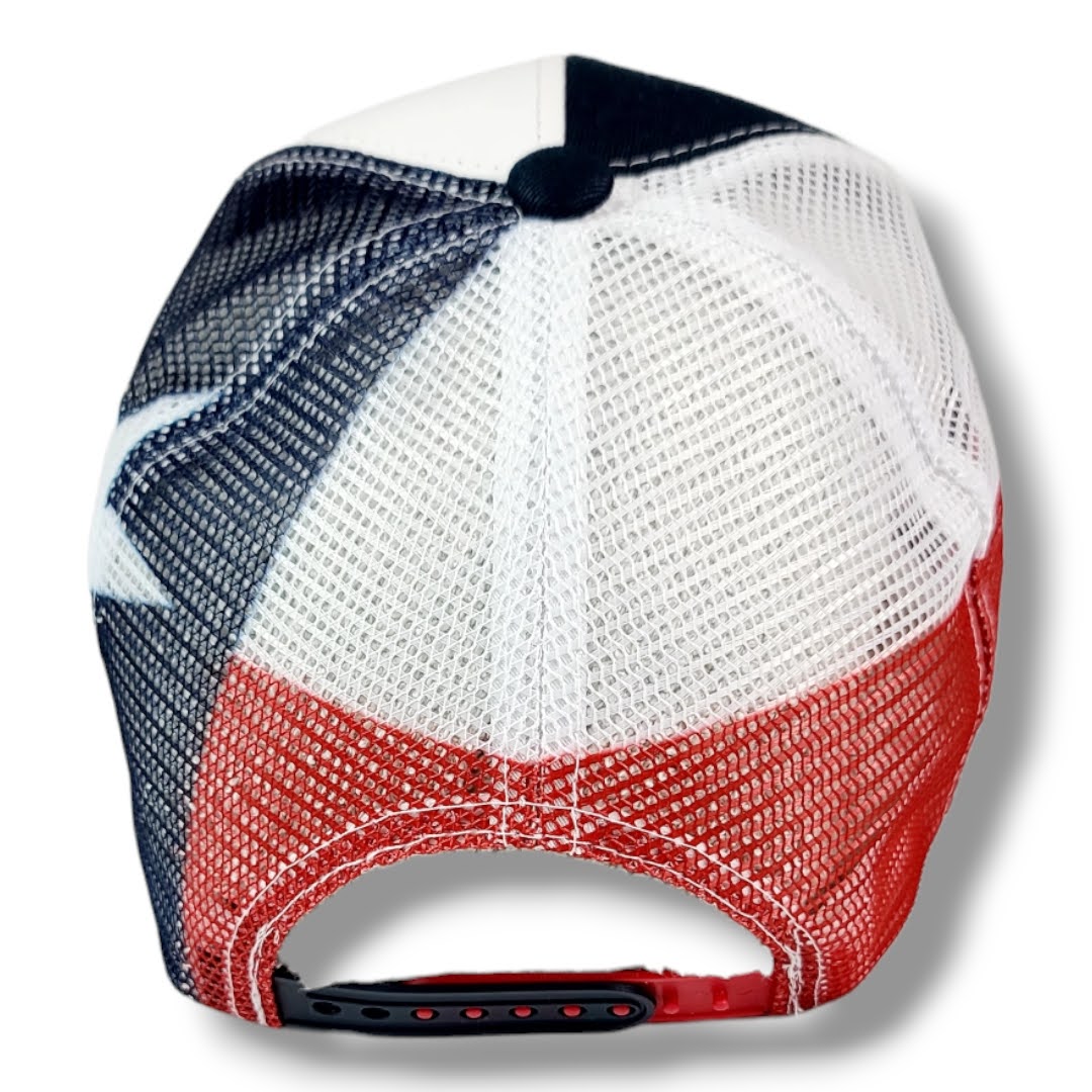 Texas State Flag Style Lone Star State Mesh Red White Blue Brim Snapback Hat