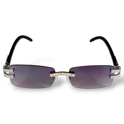 Stylish Oval Metal Frame Sunglasses with Stones  UV400