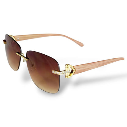 Boss Aviator Style Sunglasses Wood Arms Stones UV400