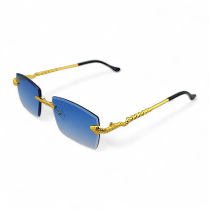 Stylish Color Lens Python Metal Frame Sunglasses  UV400