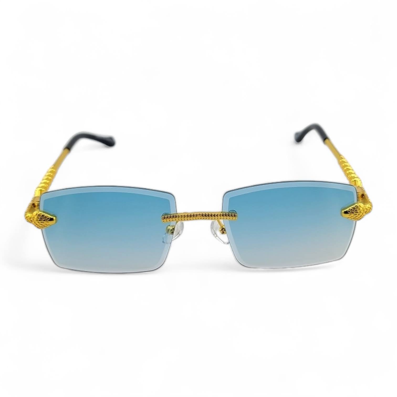 Stylish Color Lens Python Metal Frame Sunglasses  UV400