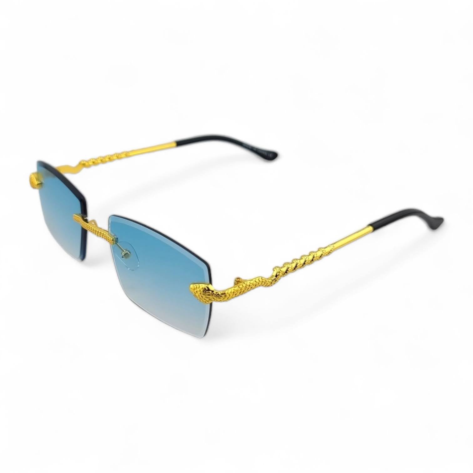 Stylish Color Lens Python Metal Frame Sunglasses  UV400