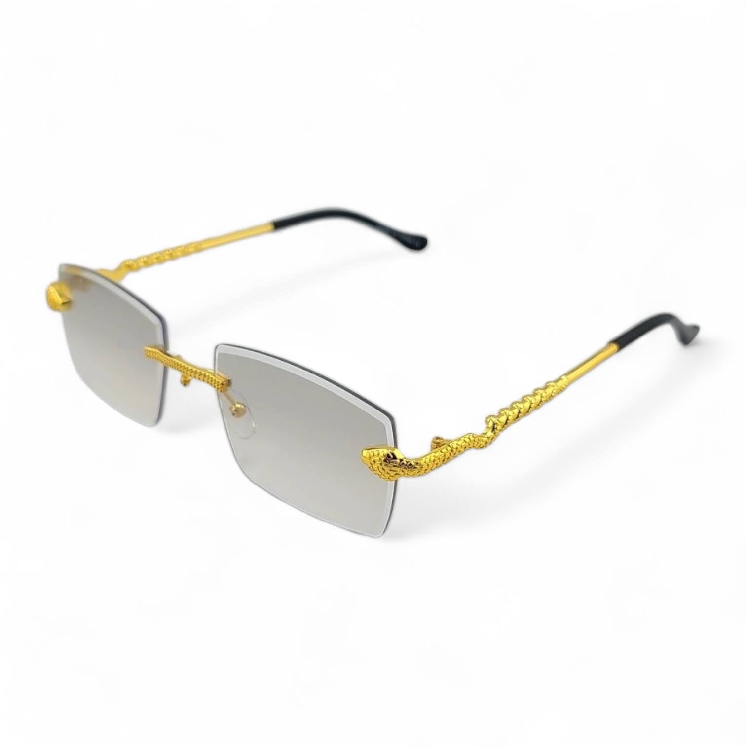 Stylish Color Lens Python Metal Frame Sunglasses  UV400