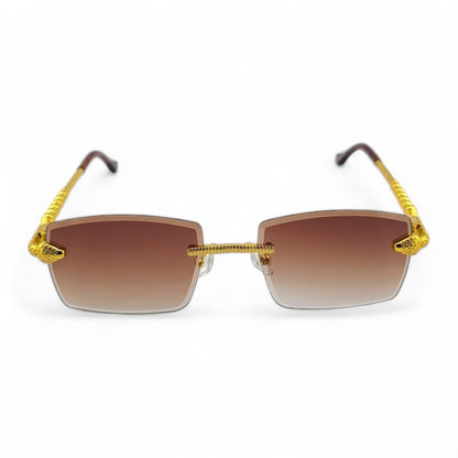 Stylish Color Lens Python Metal Frame Sunglasses  UV400