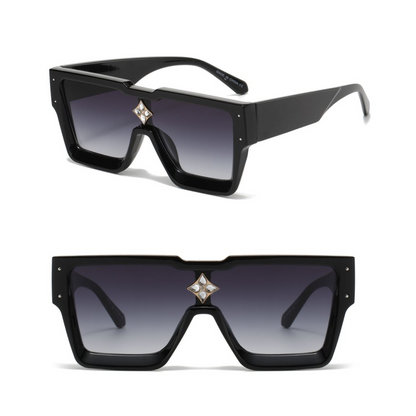 Thick Frame Square Oversized Diamond Center Sunglasses