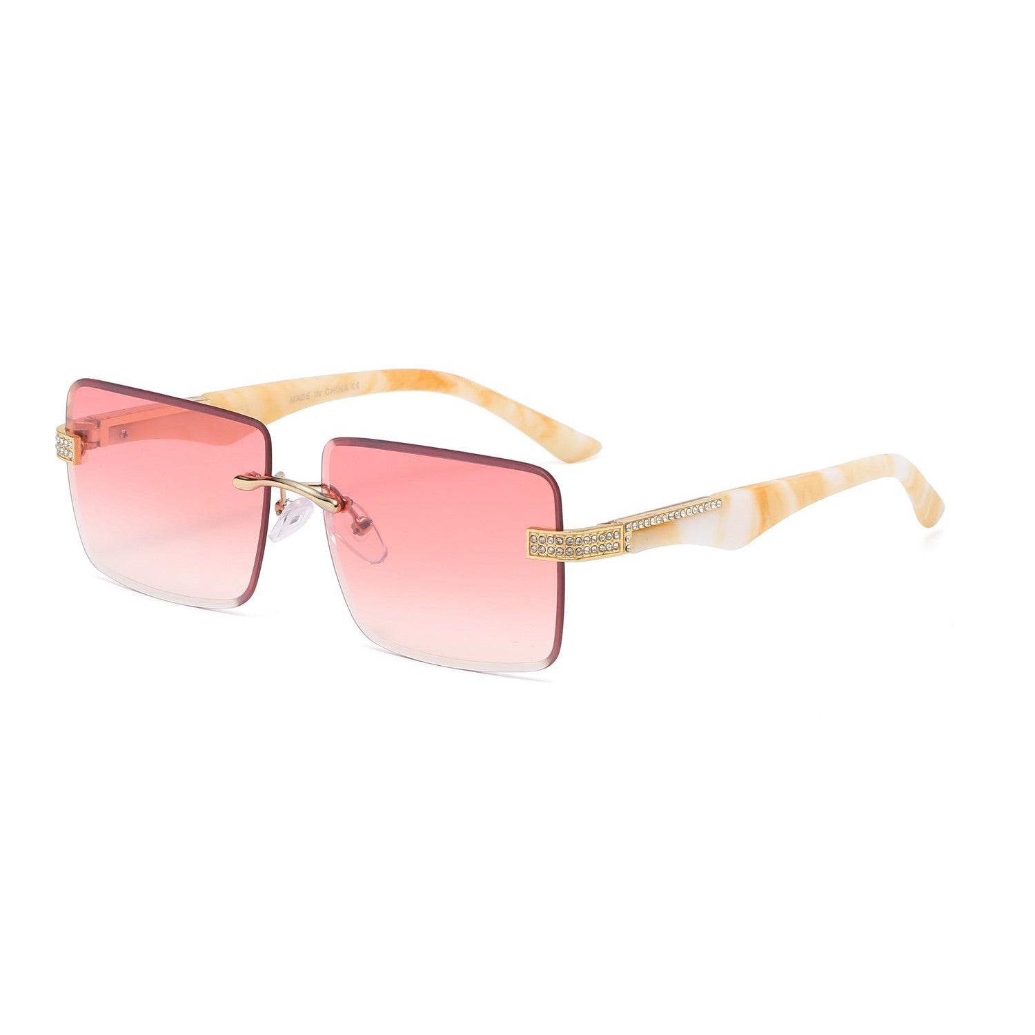 High Quality Frameless ,Gradient Tinted Lens, Sunglasses with Stones UV400