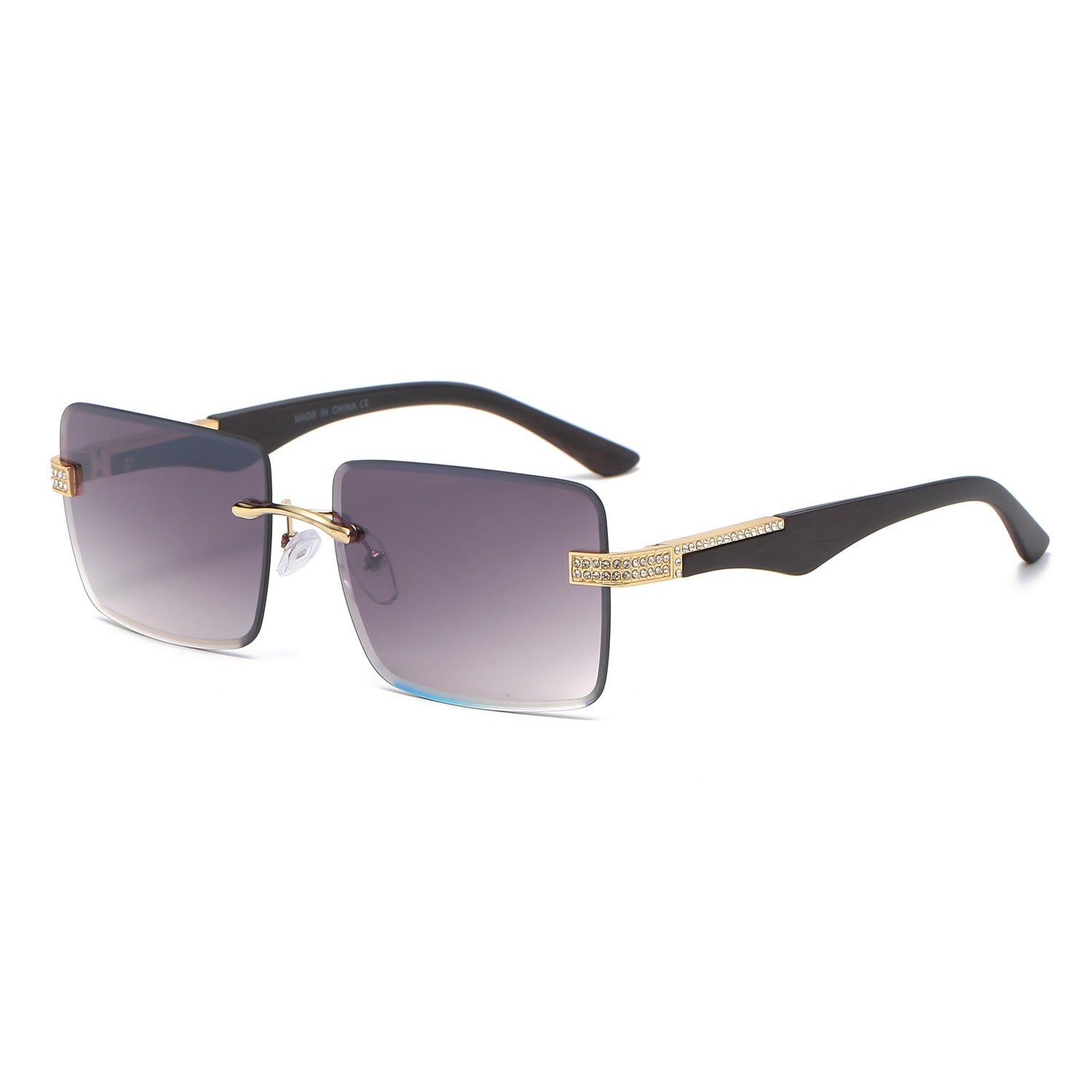 High Quality Frameless ,Gradient Tinted Lens, Sunglasses with Stones UV400