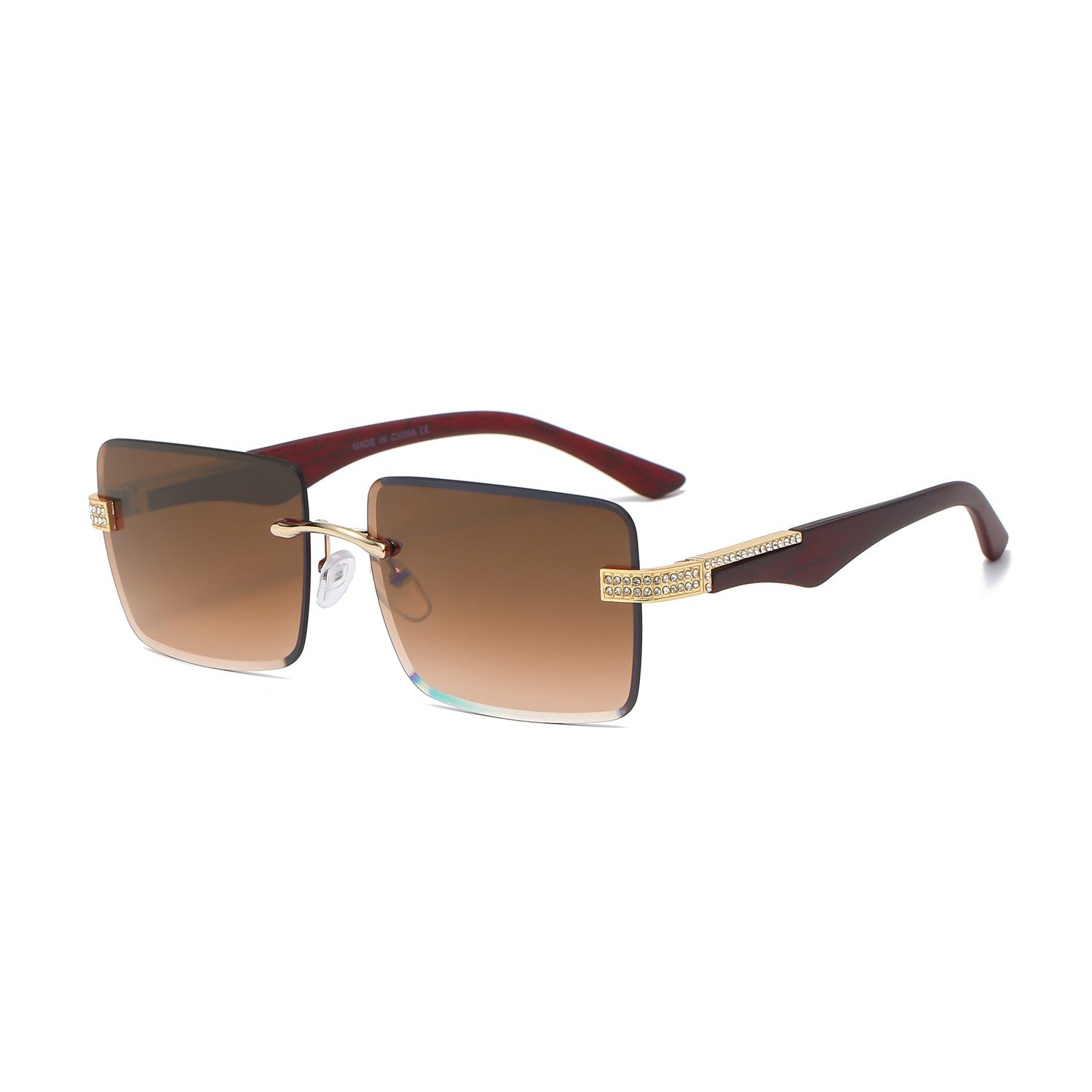 High Quality Frameless ,Gradient Tinted Lens, Sunglasses with Stones UV400