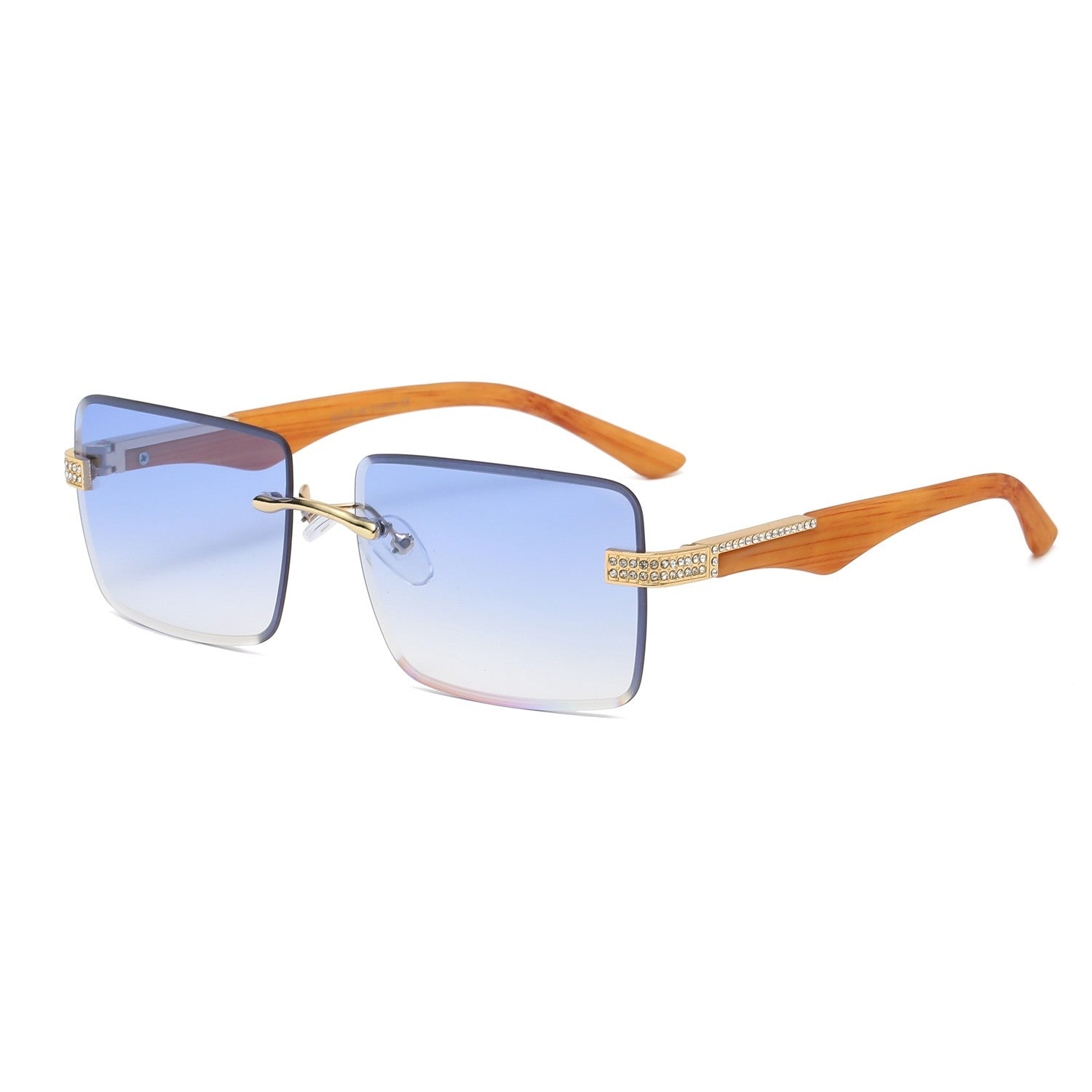 High Quality Frameless ,Gradient Tinted Lens, Sunglasses with Stones UV400